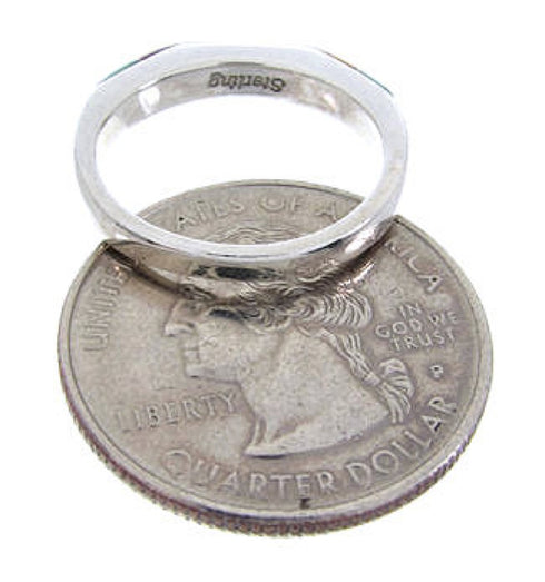 Sterling Silver Turquoise Multicolor Inlay Ring Size 6-3/4 RS41702